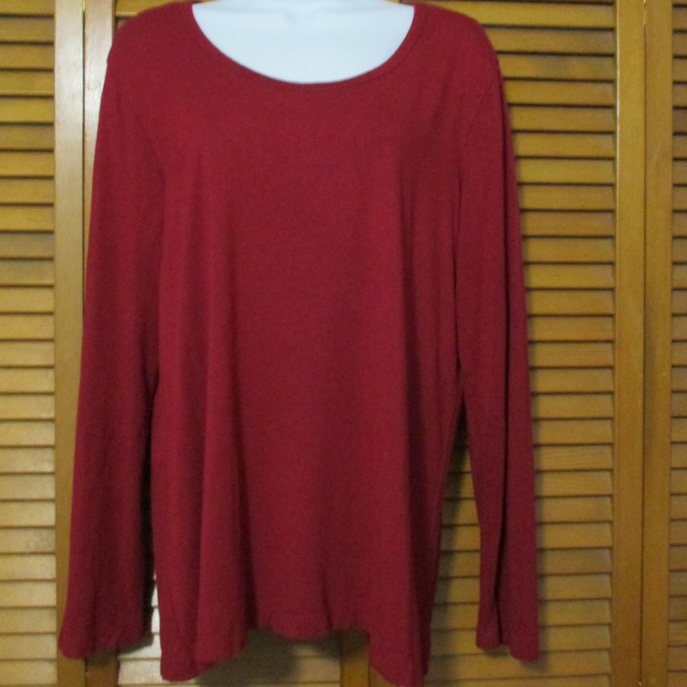 Chico's top red, super soft long sleeve stretchy pullover like new size L (2)